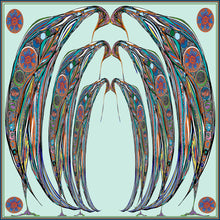 bowing birds-cotton/silk large scarf-ritawhite designer