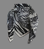 Black and White, Bridge of Triangles, 110cm Square Silk Scarf