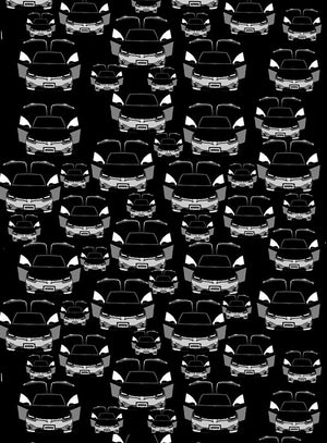 Boys size, Black & White Cars 100% Silk Twill Tie