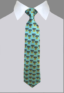 Adult size, Blue Elephant, 100% Silk Twill Tie