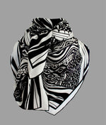 Black and White, Bridge of Triangles, 110cm Square Silk Scarf