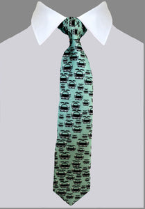 Adult size, Green Cars 100% Silk Twill Tie