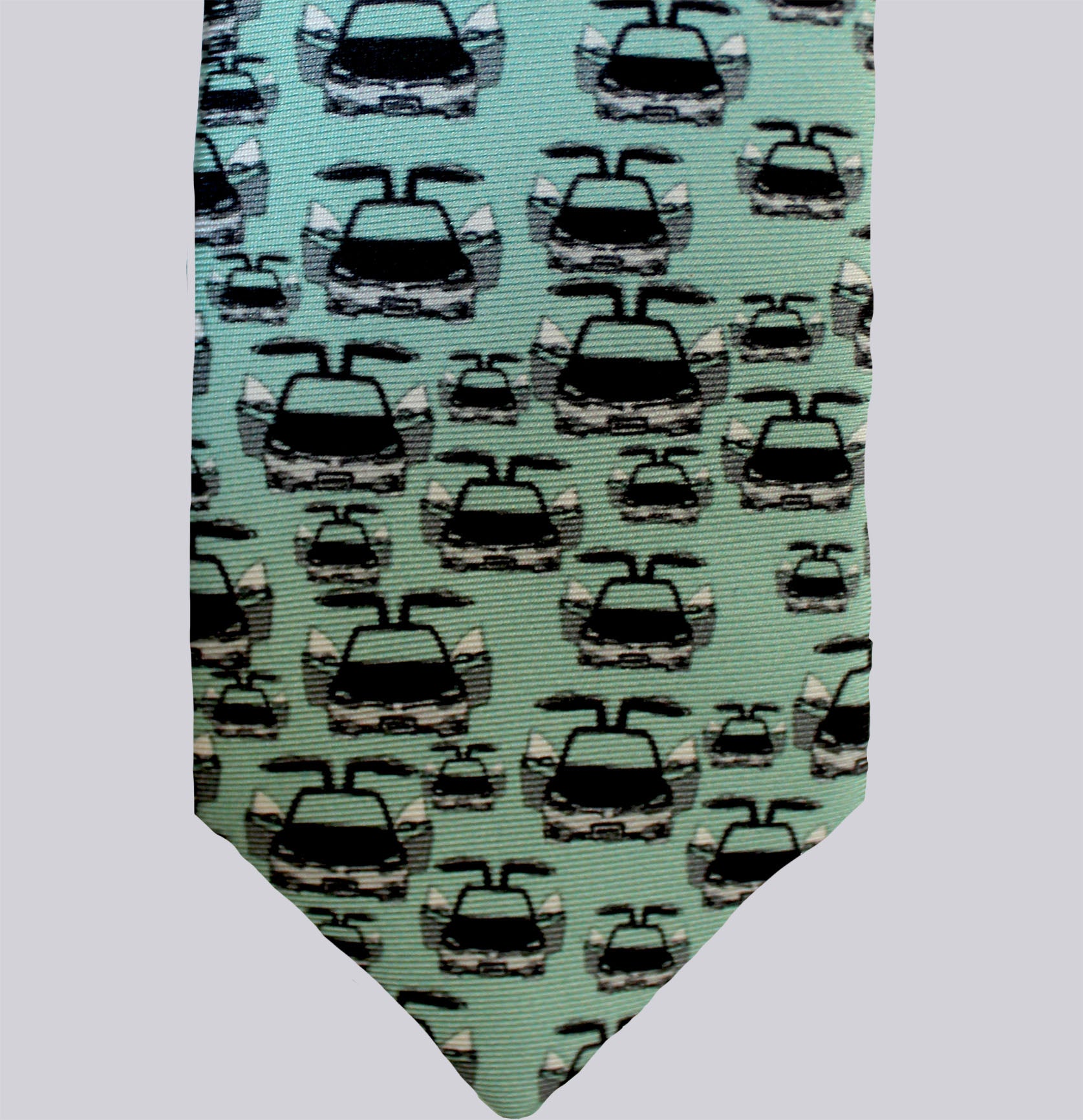 Boys size, Green Cars 100% Silk Twill Tie