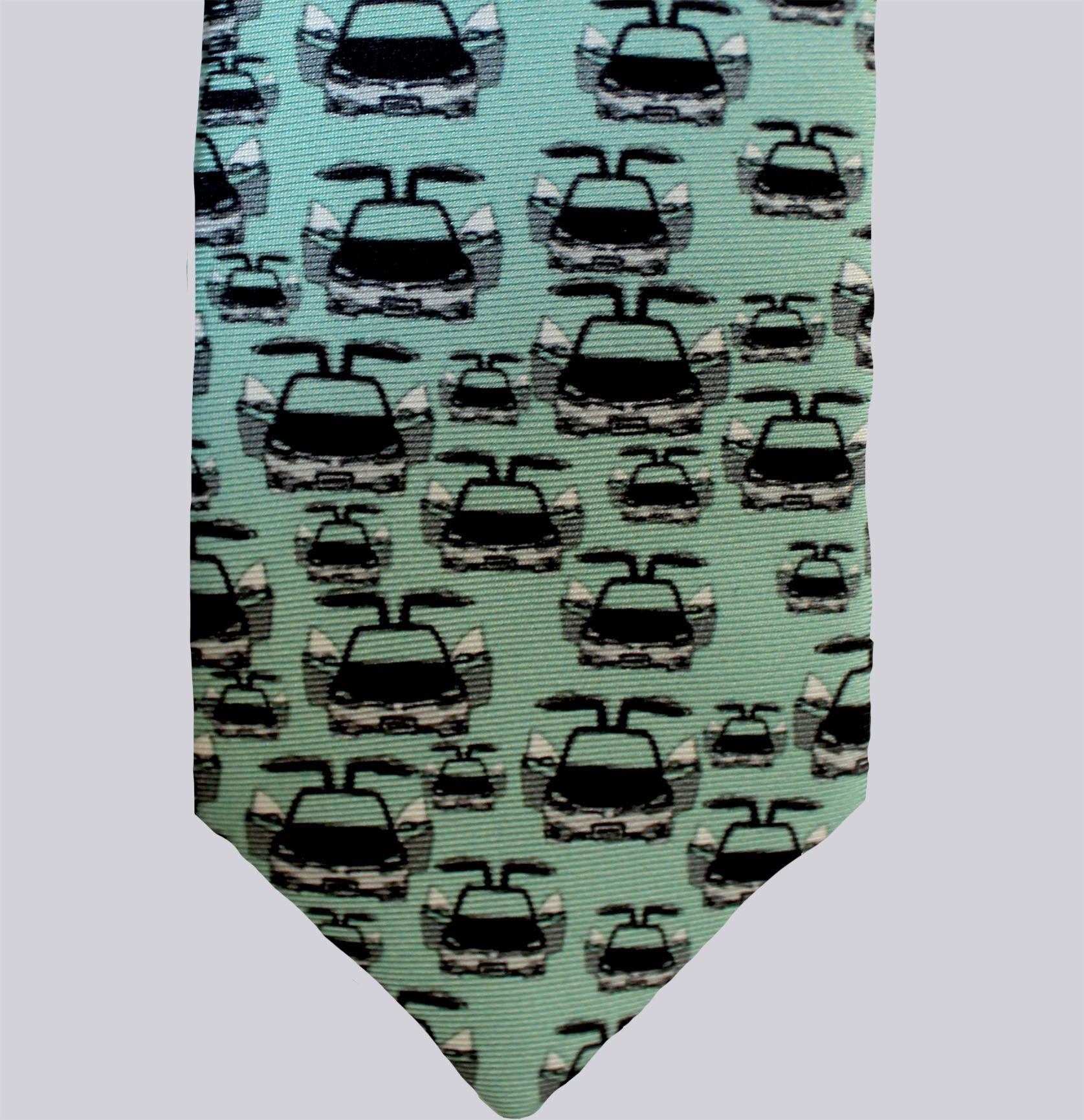 Adult size, Green Cars 100% Silk Twill Tie