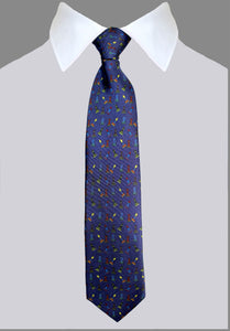 Adult Size, Navy Chess Pieces, 100% Silk Twill Tie