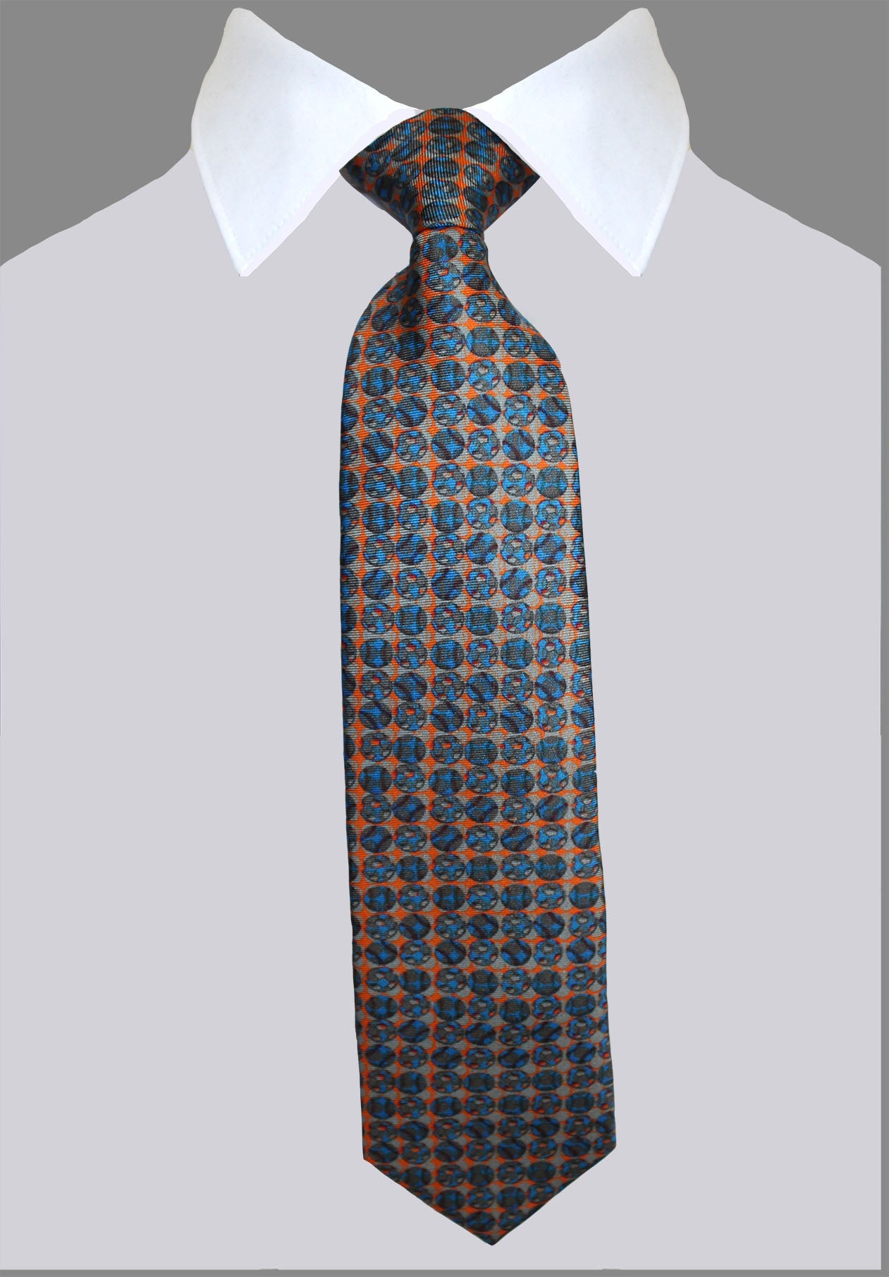 Adult size, Orange & Blue Footballs, 100% Silk Twill Tie