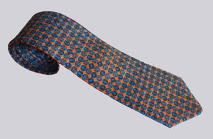 Boys size, Orange & Blue Footballs, 100% Silk Twill Tie