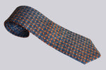 Adult size, Orange & Blue Footballs, 100% Silk Twill Tie