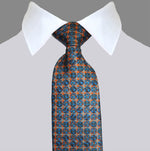 Adult size, Orange & Blue Footballs, 100% Silk Twill Tie