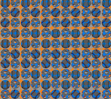 Boys size, Orange & Blue Footballs, 100% Silk Twill Tie