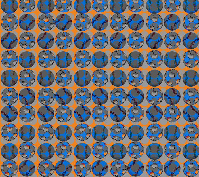 Adult size, Orange & Blue Footballs, 100% Silk Twill Tie