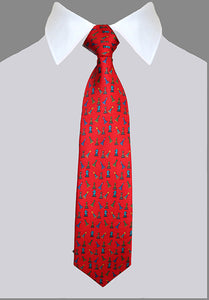 Boys Size, Red Chess Pieces, 100% Silk Twill Tie