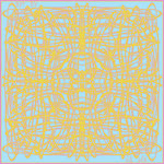 Celtic Swirls in Yellow in Blue, 110cm Square Silk Scarf