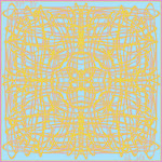 Celtic Swirls in Yellow in Blue, 110cm Square Silk Scarf