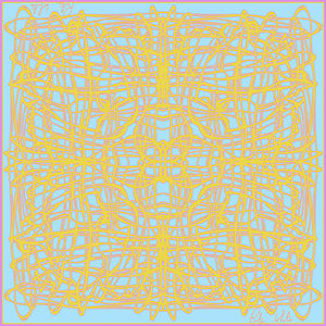 Celtic Swirls in Yellow in Blue, 110cm Square Silk Scarf