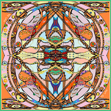 Life in Orange & Pink, 110cm Square Silk Scarf