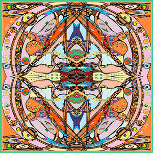 Life in Orange & Pink, 110cm Square Silk Scarf