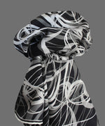 Black & White Smoke Signals. Long Silk Scarves