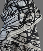 White and Black, Celtic Swirls 110cm Square Silk Scarf