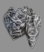 Black and White, Celtic Swirls 110cm Square Silk Scarf