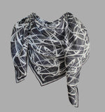 Black and White, Celtic Swirls 110cm Square Silk Scarf