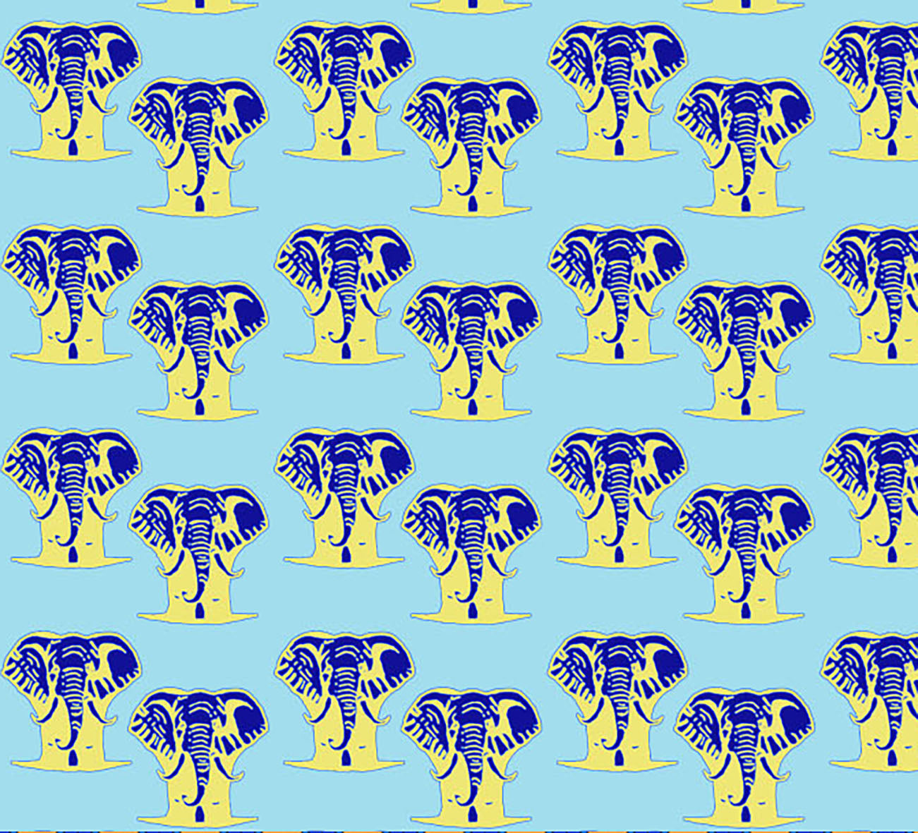 Adult size, Blue Elephant, 100% Silk Twill Tie