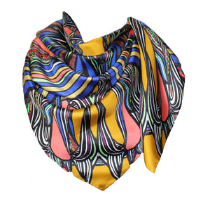 Two Birds in Gold, 110cm Square Silk Scarf