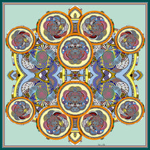 Green Circles, 100% Satin Silk, 100cm Square