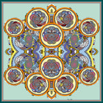 Green Circles, 100% Satin Silk, 100cm Square