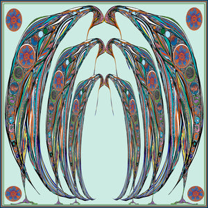 bowing birds-cotton/silk large scarf-ritawhite designer