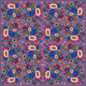 pink flowers print designer rita white cotton/silk scarf