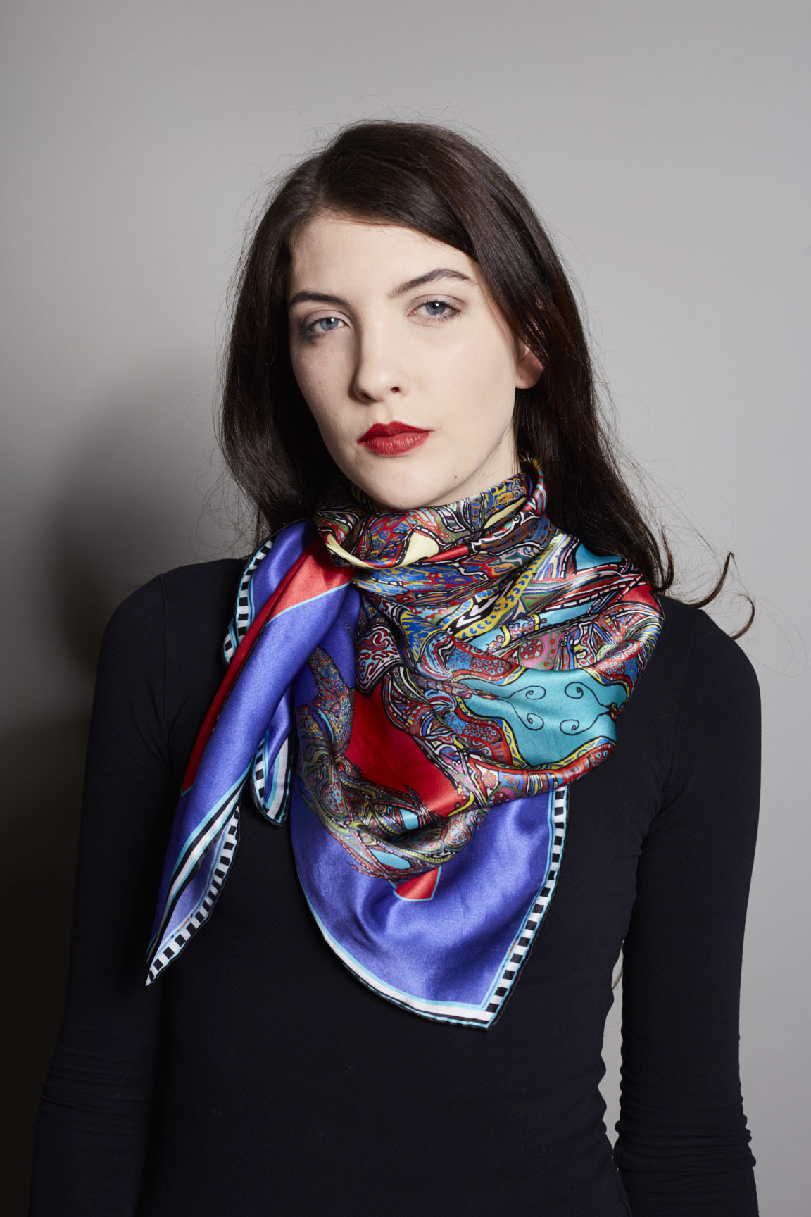 Rita White Purple Spider, Silk Scarf