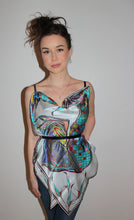 teal silk scarf rita white irish print fashion designer