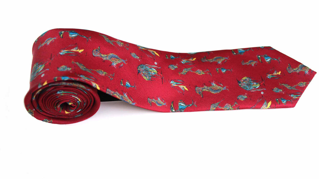  Silk Tie in Aubergine Birds ritawhite