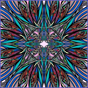 Two Birds in Blue, 110cm Square Silk Scarf