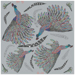 Proud Peacock Feathers in Grey, 100% Silk Scarf , Large Square