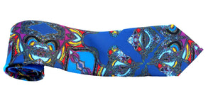 Navy/Blue Horse Corsage Design, 100% Silk Twill Tie