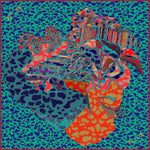 Meditate Tiger Print Green, 100% Silk Scarf