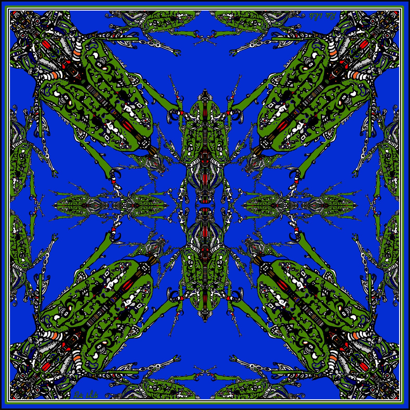 Blue /Green Beetle, 100% Silk Scarf