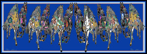 New Galloping Horses In Blue Silk