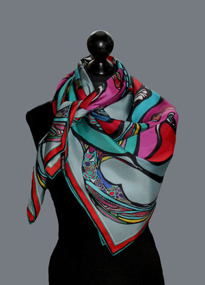 Boomerang Blue Silk Scarf