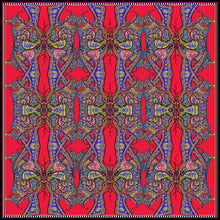 Red Butterflies, 100% Satin Silk, 100cm Square