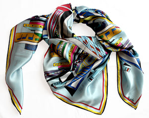 'Cottage in the City',100% Silk Scarf irish fashion print designer  rita white