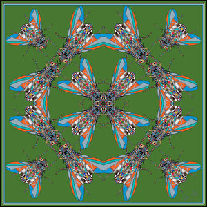 Summer Fly in Green, Silk Scarf