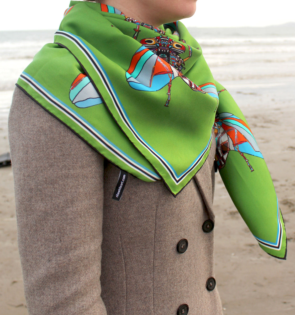 Summer Fly in Green, Silk Scarf – Rita White