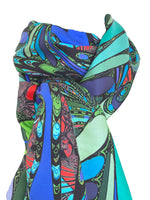 Blue /Green Universe, 110cm Square Silk Scarf