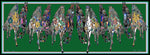 Galloping Horses in Emerald Green. Long Silk Scarves
