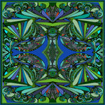 Blue /Green Universe, 110cm Square Silk Scarf