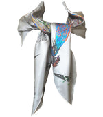 Proud Peacock Feathers in Grey, 100% Silk Scarf , Large Square