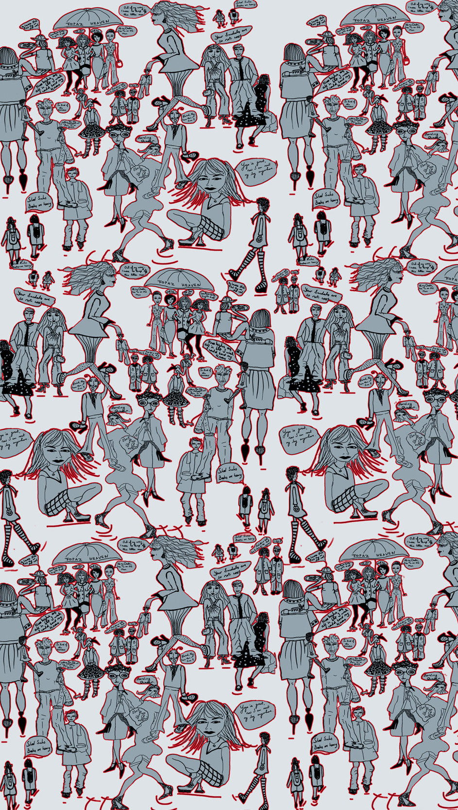 100% Silk Twill Tie, People Watching Print